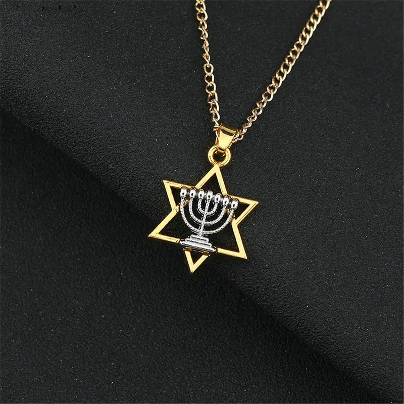 Kalung Liontin Agama Hanukkah, Perhiasan Yahudi Judaica Ibrani Israel Faith Lamp