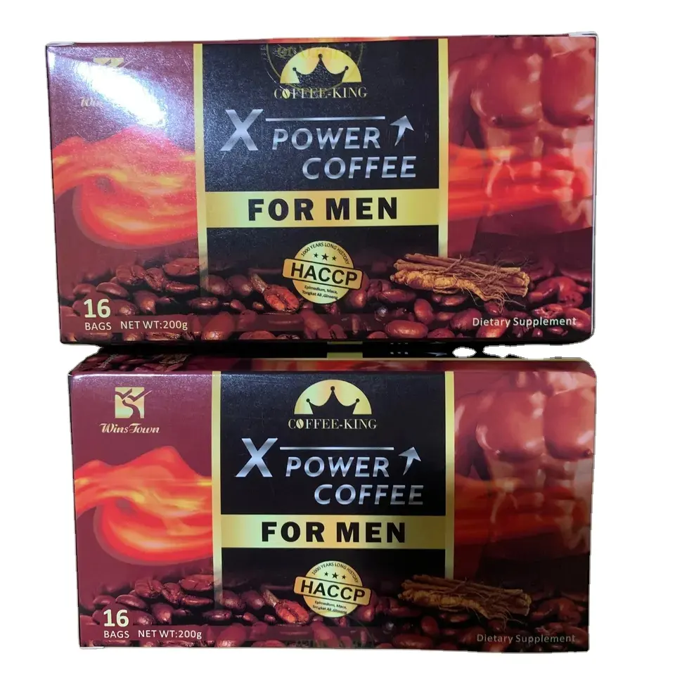 Man X Power Custom Coffee Private Label Ervas Orgânicas Saudáveis Maca Instantânea Café Preto Para Homens