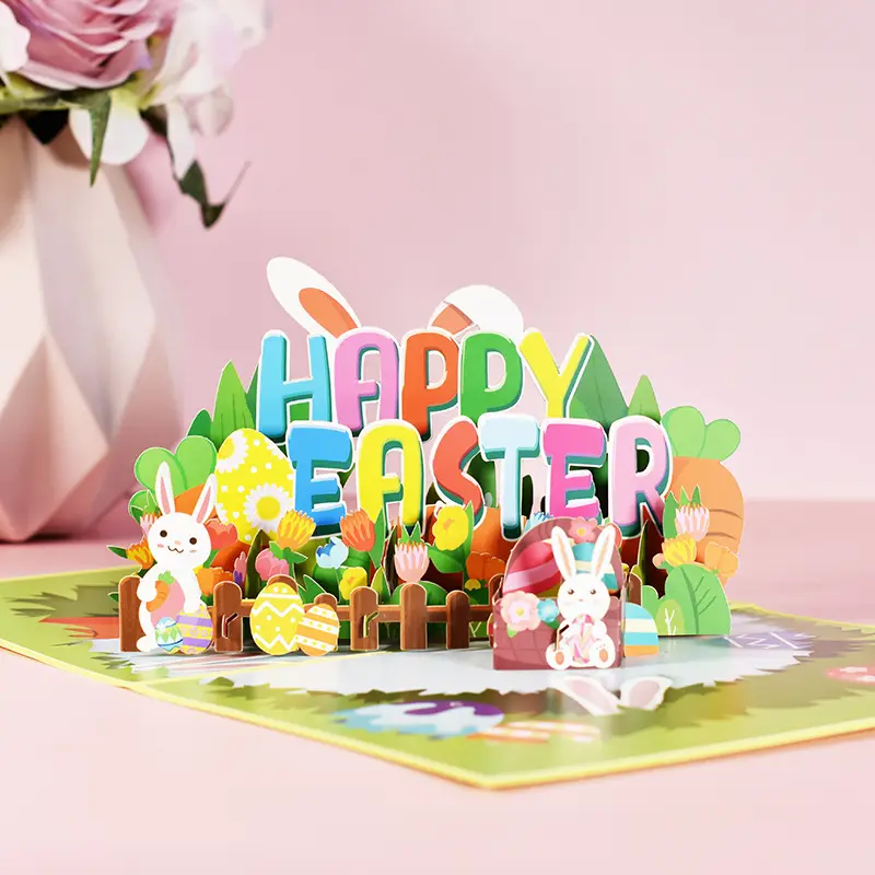 Easter Pop Up Card, biglietti di auguri di pasqua 3D, carta coniglietto di pasqua con buste, biglietti di auguri Pop-Up per moglie, marito, figlia, figlio
