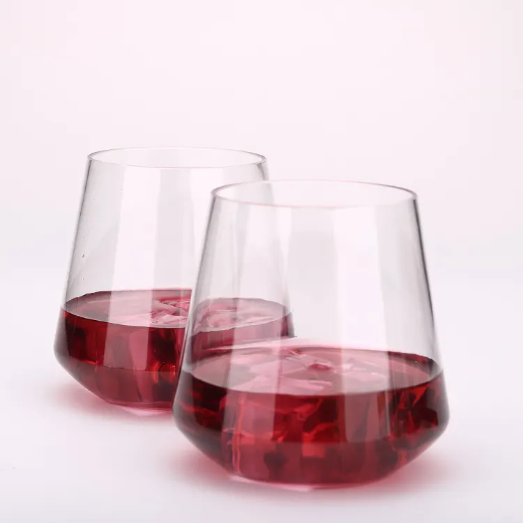 Reusable plastic stemless whiskey wine glasses unbreakable whiskey shot wine glass for bar