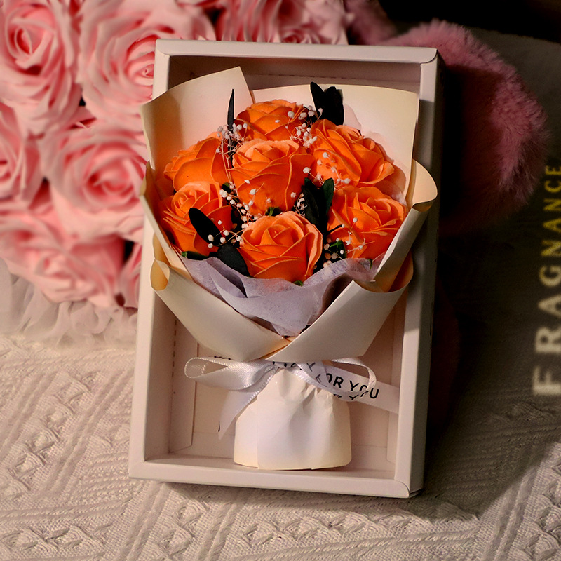 seven deep orange roses