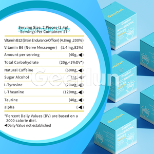 OEM đường miễn phí năng lượng L-theanine bạc hà bổ sung vitamin B6 B12 nootropic năng lượng và tập trung nhai kẹo cao su - Product Image 6