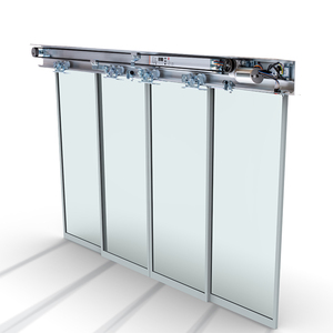 Doortec HH150กระจกอลูมิเนียมบางเฉียบกลางแจ้ง, ระบบประตูบานเลื่อนกันน้ำการออกแบบประตูหลักพร้อมผู้ประกอบการประตูอัตโนมัติ - Product Image 1