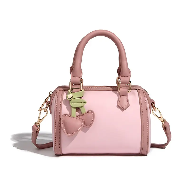 Bolso de mano de cuero rosa para mujer, bandolera personalizable de color caramelo, 2023