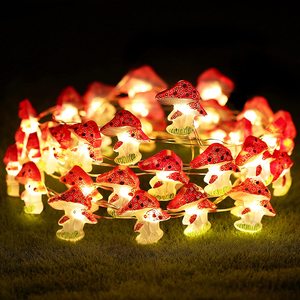 Mushroom LED String Light 10FT 30LEDs Lámparas de hadas impermeables Cadena de Navidad alimentada por batería con 8 modos para uso en exteriores