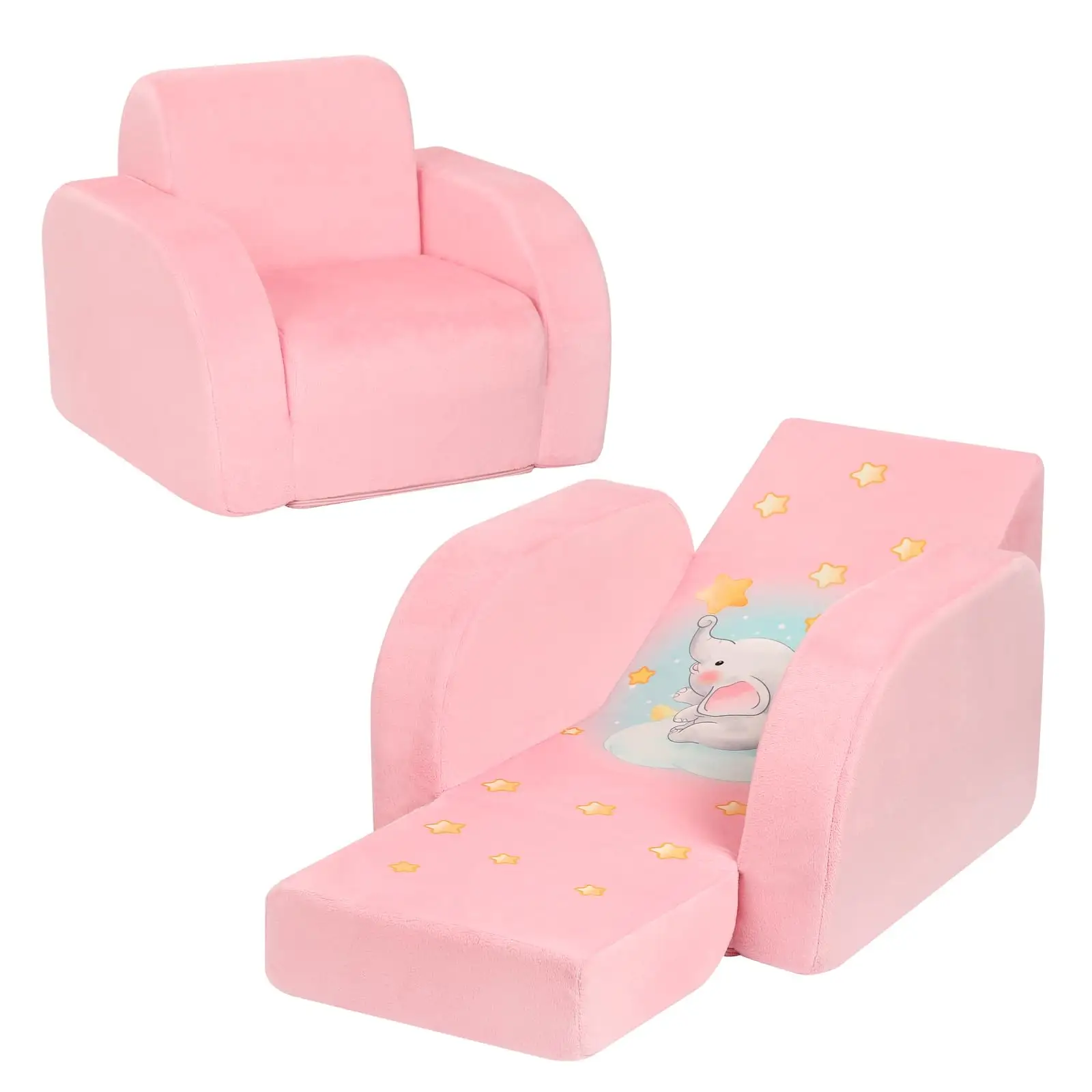 Kinder-Spielcouch 2-in-1 Kleinkind-Sofa Kleinkind-Wandcouch Ausklappbares Sofa zur Liege ausziehbare Couch