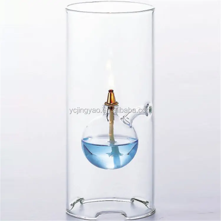 Lámparas de chimenea decorativas modernas, sopladas a mano, de aceite de vidrio transparente