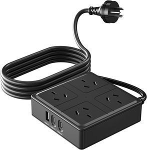 4つのコンセントと2つのUSBポートソケットコンセントを備えたマルチプロテクションau電源タップUSBポートを備えた20wpd充電器延長コード - Product Image 1