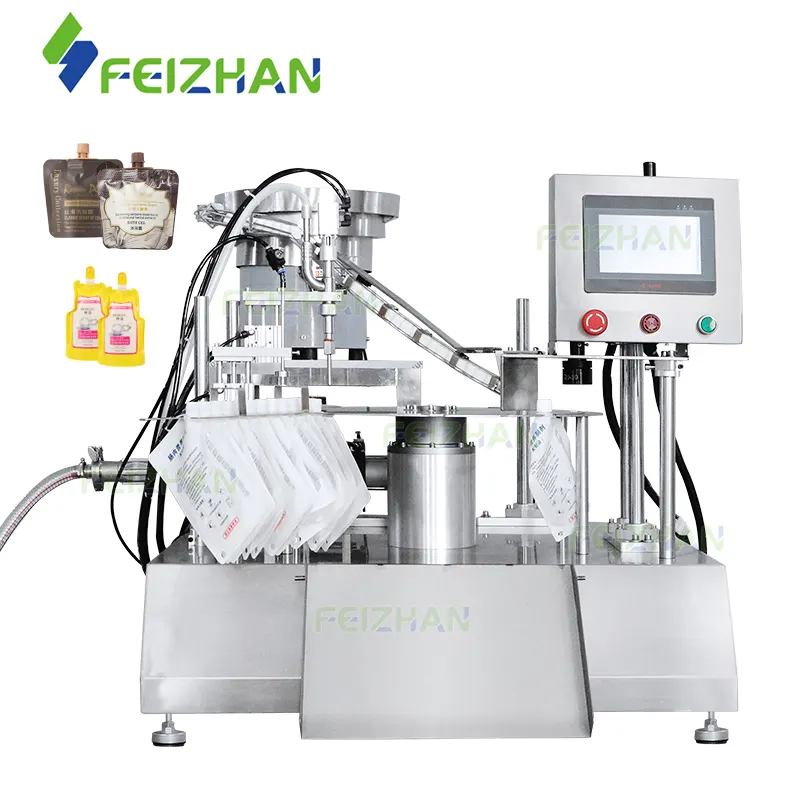 FEIZHAN Machine FZ-AFC12D de table automatique de remplissage de sachets de vinaigre balsamique, d'huile d'olive, de jus de mangue et de boisson