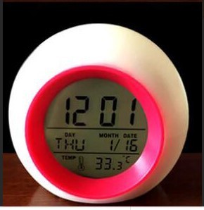 มัลติฟังก์ชั่บ้านเด็ก Led ปลุกไฟกลางคืนเวลาดิจิตอลนาฬิกาปลุกที่มีอุณหภูมิที่มีสีสันโคมไฟแสงไฟ