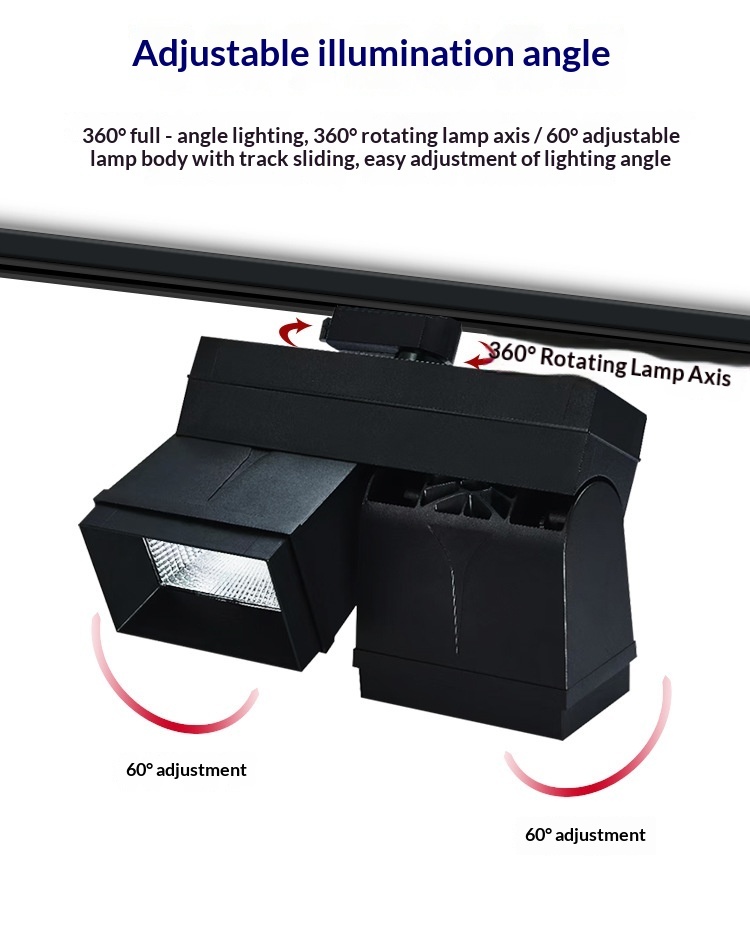 Rail d'éclairage - 49/3 fils - 1 tête D250*L78*H168mm Noir 60W