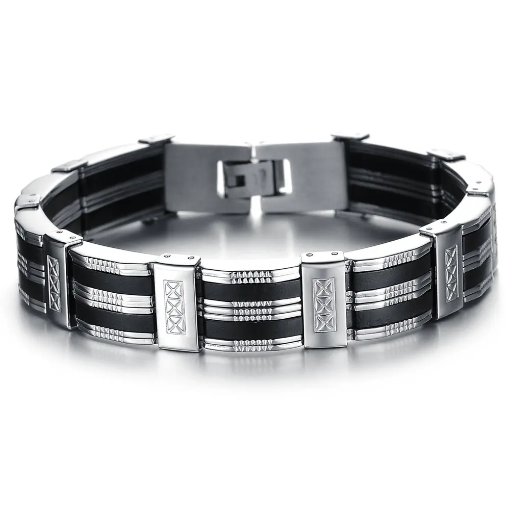 Vnox — Bracelet en Silicone pour hommes, joaillerie de luxe, fabriqué en masse, péruvienne