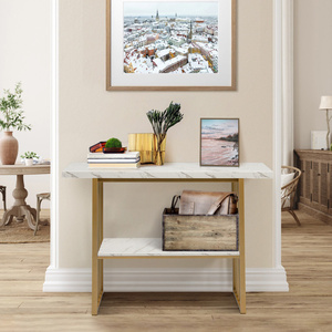 DB çağdaş 2-Tier konsol masa 48-Inch altın bitmiş çerçeve giriş oturma odası otel yatak odası dekorasyon için rustik tarzı - Product Image 3
