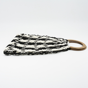 Handmade Cotton <strong>String</strong> Macrame Bag Wood Handles Summer <strong>Open</strong> Closure - Product Image 4