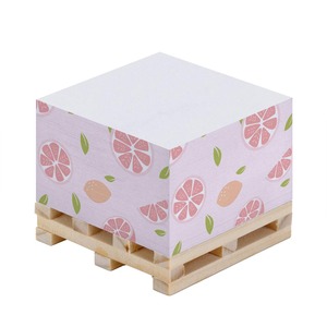 Nueva llegada patrón de fruta rosa notas adhesivas cubo limón pomelo impreso autoadhesivo Bloc de notas bandeja de madera hecho papel offset - Product Image 5