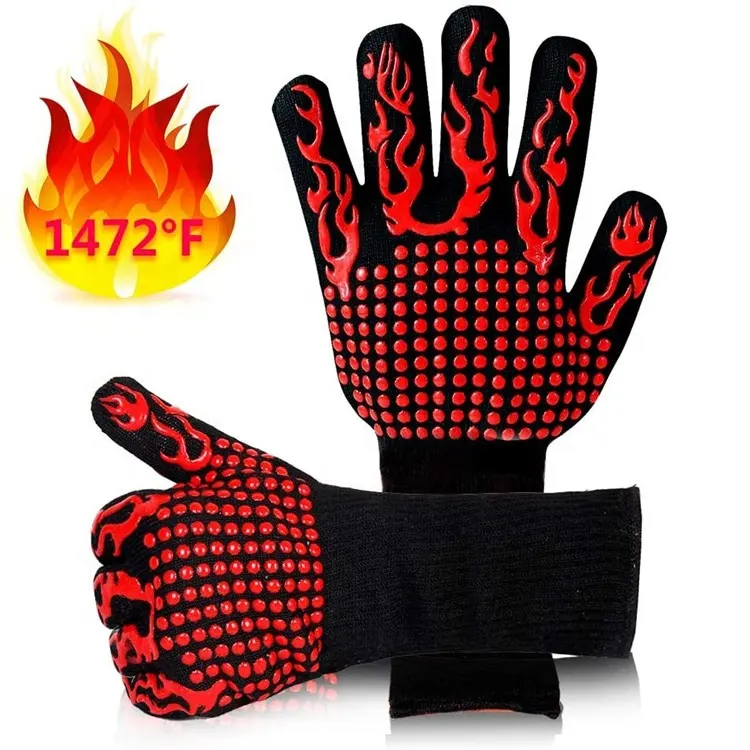 Gujia Grillhandschuhe-guantes de silicona para horno de barbacoa, antideslizantes, resistentes al calor, para hornear, personalizados, 1472F