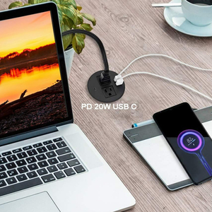 JOYE嵌入式家具书桌电源索环迷你圆形索环插座，带USBA + usb-c/内置台式美国电源插座插座 - Product Image 2