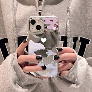 IPhone 16 için OEM ayna bulut 15 14 13 12 11 Pro max cep telefonu kılıfı Lens 2 in 1 karikatür TPU baskı darbeye arka kapak - Product Image 3