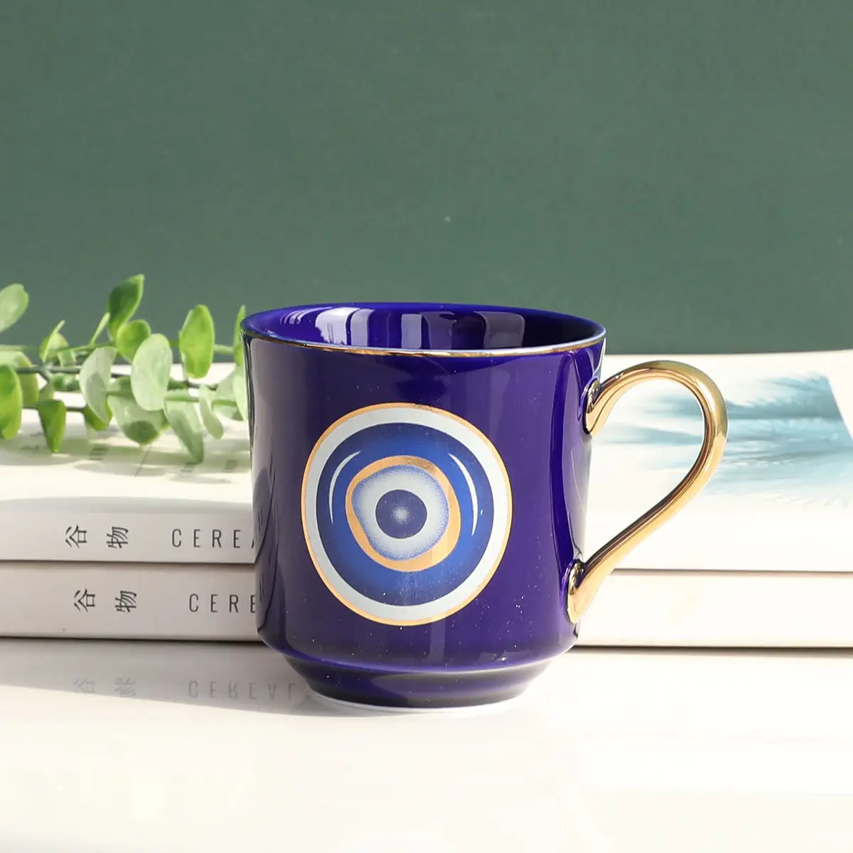 Risingmoon dipinto modello regalo devil's Ceramic Coffee Tea Blue Evil Eye Mug Cup