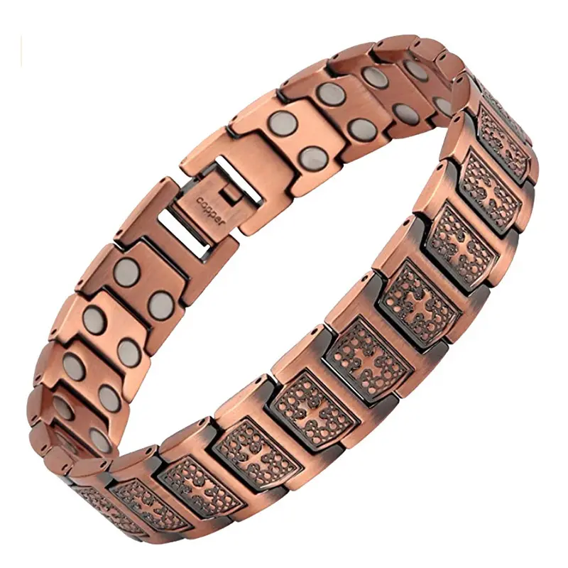 En stock! Bracelet en cuivre magnétique négatif à aimant croisé de mode vintage pour hommes