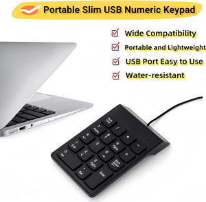 <strong>USB</strong> Wired <strong>Mini</strong> 18-Keys <strong>Numeric</strong> Laptop/Desktop PC Pro <strong>Keyboard</strong> <strong>Keypad</strong> Mechanical Operation for Financial Tasks &amp; Spreadsheet Work - Product Image 4