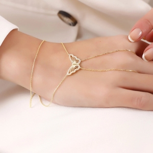 Hot bán kim cương nạm đôi bướm Vòng Vòng đeo tay 18K mạ vàng phụ nữ không thấm nước nô lệ Vòng đeo tay - Product Image 6