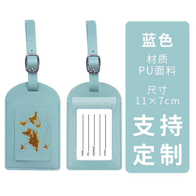 Etiqueta de equipaje azul claro