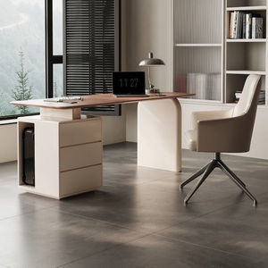 Muebles nórdicos modernos Escritorios de material de madera maciza Escritorios de oficina simples pero inteligentes Escritorios de computadora con enchufes Cajones de almacenamiento - Product Image 1