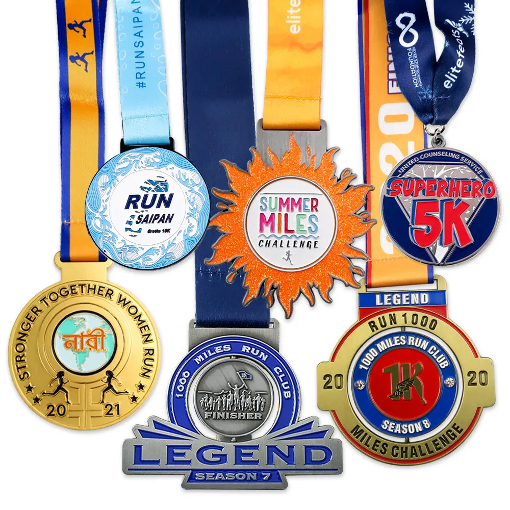 China Großhandel Custom Zink legierung 2D 3D Gold Award Marathon Laufen Metall Sport medaillen