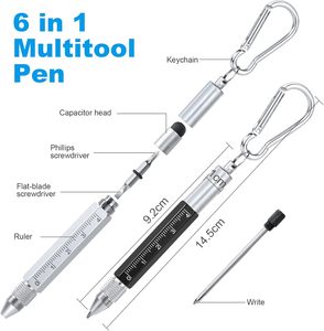 个性化6合1多工具小工具笔，带定制标志登山扣钥匙扣多工具笔，带螺丝刀，爸爸礼物 - Product Image 2