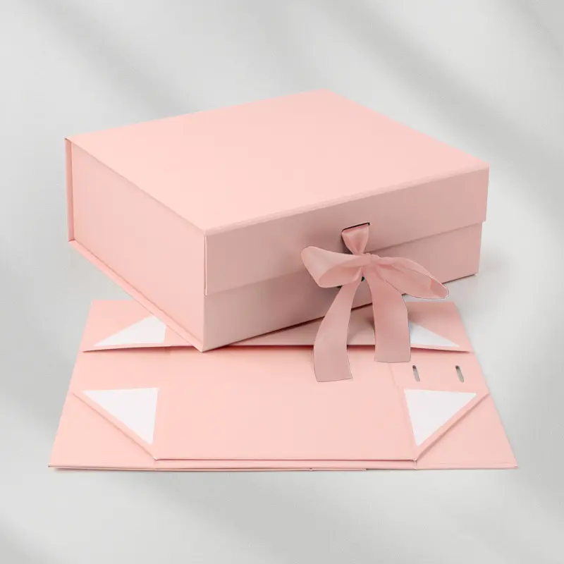 Di lusso su misura Logo su misura in cartone rigido carta magnetica regalo scatole pieghevoli con chiusura a nastro per abito da vino con matrimonio