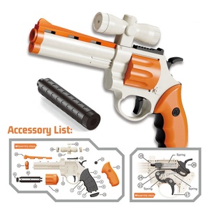 DIY組み立てピストルおもちゃ銃セット子供用ショットガン弾丸ランチャーシミュレート手動リボルバーサイレンサー付き - Product Image 5