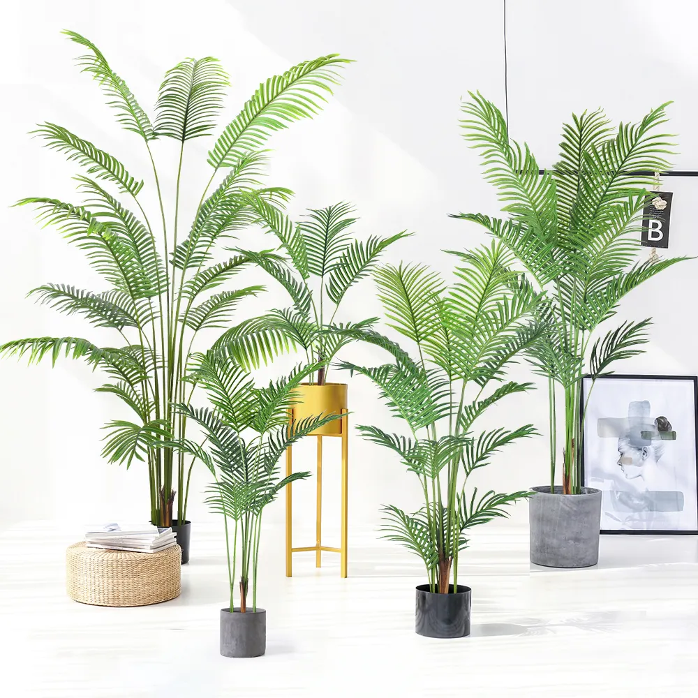 Penjualan laris 2023 Amazon dalam ruangan dekorasi pohon palem buatan hijau dekorasi tanaman buatan untuk rumah
