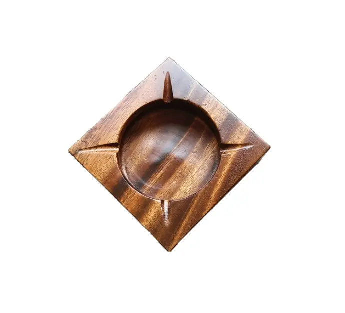 aschenbecher in walnussfarbe massivholz quadratisch und kreisförmig chinesisches holz handwerk geschenk kommerzielle werbung logo aschenbecher
