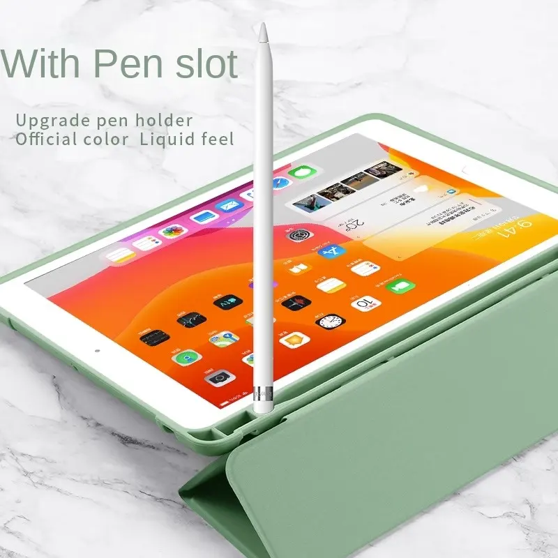 Thích hợp cho iPad Mini 6 Apple trường hợp 8.3-inch ba lần Màu rắn với khe cắm bút, siêu mỏng chống rơi tất cả các cạnh bao gồm