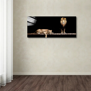 Sư tử và sư tử trong một bức chân dung của sức mạnh và thanh thản sơn mài in trên vải in tranh nghệ thuật - Product Image 5