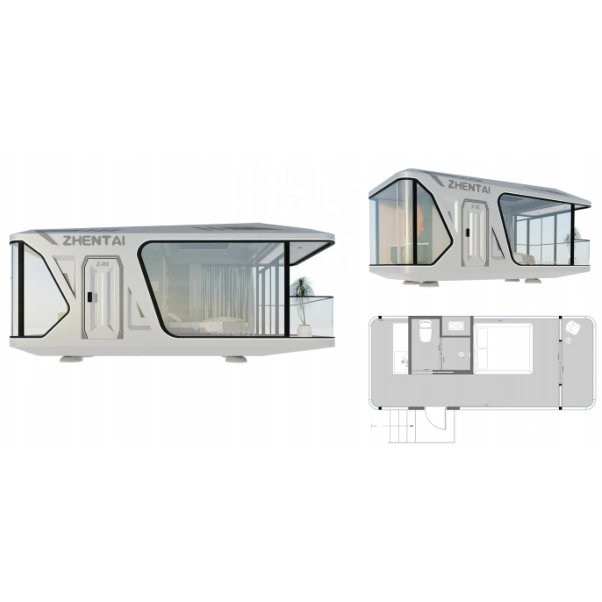 Сборные дома, концепция капсулы с цельным набором, кухонный шкаф внутри контейнерного дома