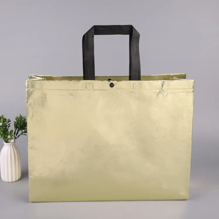 Fornitore della fabbrica della porcellana Logo personalizzato stampa oro metallizzato Non tessuto Shopping Bag riutilizzabili