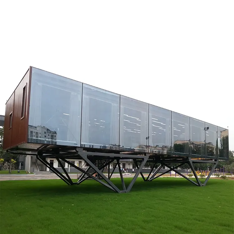 Fast Install Galvanized Steel Structure Fully Furnished Modular Prefab Glass House