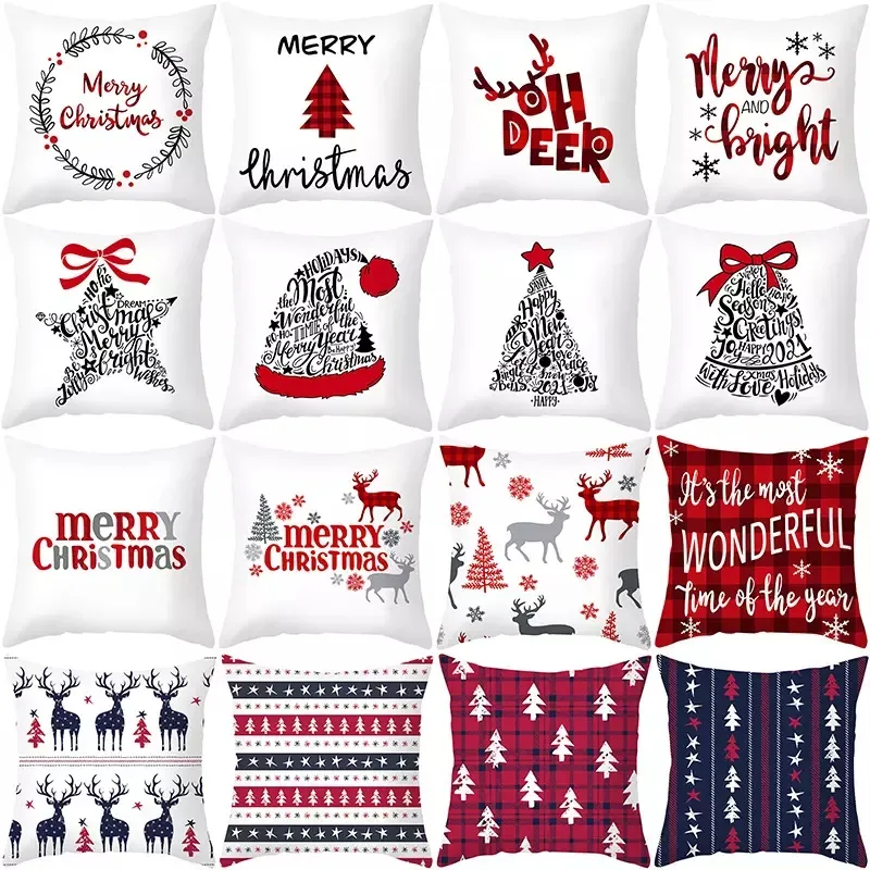 18x18 Inch Winter Holiday Indoor and Outdoor Decorative Throw Pillow Christmas Pillow Covers