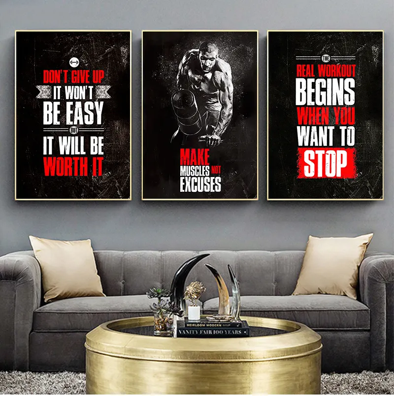 Muscle Bodybuilding Fitness Motivational Quotes Canvas Painting Poster Picture Print inspirational quote wall art