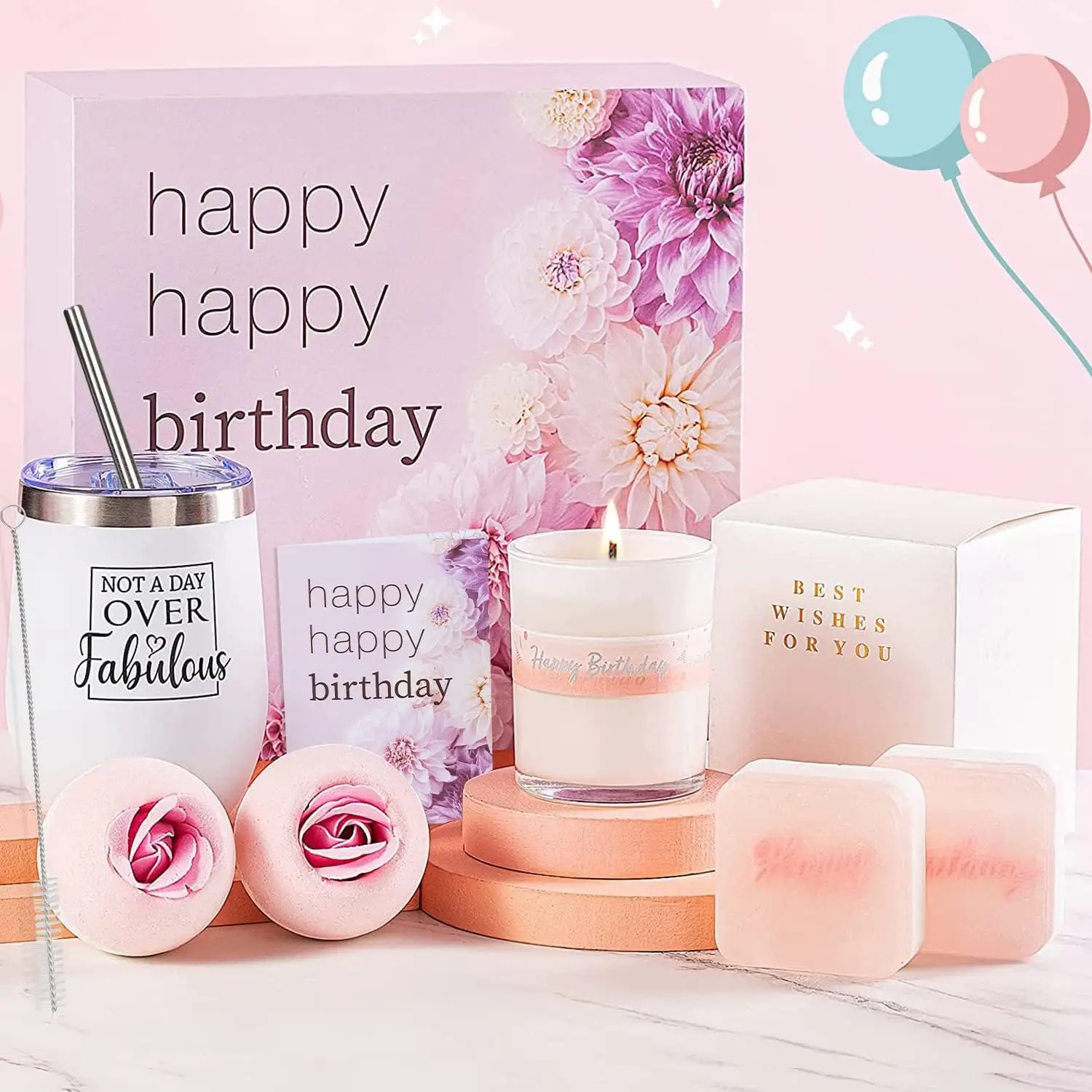 Venta al por mayor de cestas de regalo de cumpleaños para las mujeres personalizadas hechas a mano Rosa baño spa regalo conjunto 2023 nuevo stock regalo de dama de honor