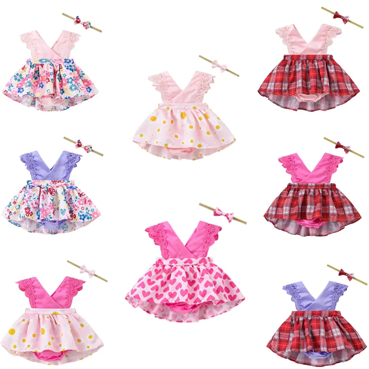 Robe barboteuse à volants pour fille, vêtements d'été sans manches pour enfants, motif Floral de haute qualité, tenue d'anniversaire pour bébé, vente en gros, Offre Spéciale