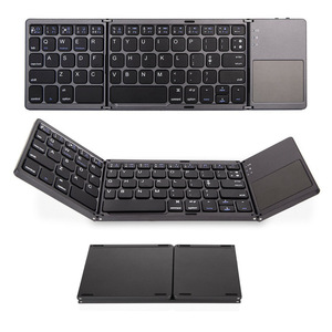 2020 nuevo Dropship Ce Rohs ruso/español/inglés B033 Mini teclado plegable inalámbrico Bt con panel táctil para Windows, Android, IOS