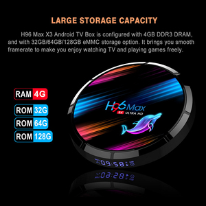 Sıcak satış H96 MAX <span class=keywords><strong>X3</strong></span> Amlogic S905X3 Android Tv kutusu 9.0 RAM 4GB Internet Tv Set üstü kutu