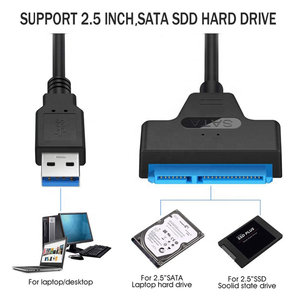 30厘米USB 3.0至SATA 22针转换器电缆聚氯乙烯夹套适配器，适用于2.5英寸SATA驱动器外部硬盘，供相机使用 - Product Image 2