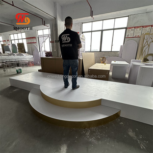 Mịn Nhà Máy Trực Tiếp Hiện Đại 2 Lớp Trắng Acrylic Nền Tảng Vòng Nửa Vòng Tròn & Vuông Cho Đám Cưới Sân Khấu - Product Image 4