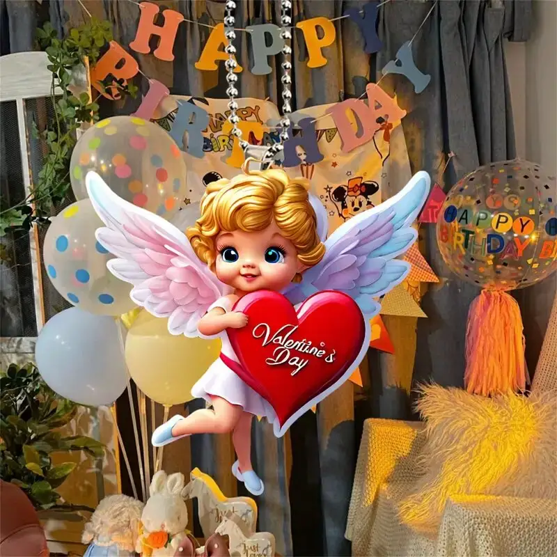 Kleine Engel 2024 Valentijnsdag Cadeau Liefde Cupido 2d Acryl Hanger Rugzak En Sleutelhanger Decoratieve Auto Hanger