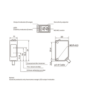 EXTX200N Sensor fotoeléctrico en miniatura 2M Rango 24V DC Vidrio Plástico Objetos móviles Detección Sensores ópticos Categoría de producto - Product Image 4