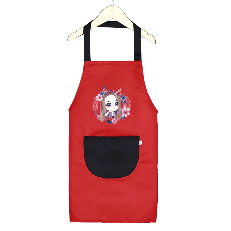 Delantal de cocina impermeable para niños, mandil de cocina de algodón y poliéster, con Logo impreso, personalizado, con bolsillos